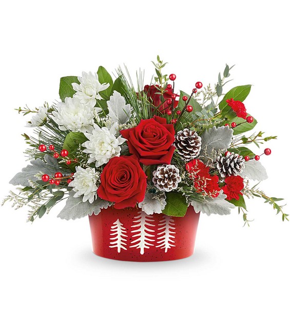 Snowy Pines Centerpiece from Richardson's Flowers in Medford, NJ